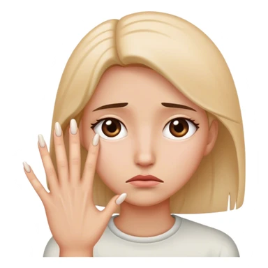 Sad face with long nail  sticker