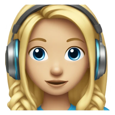 Girl with long blonde hair and blue eyes wearing gaming headphones sticker
