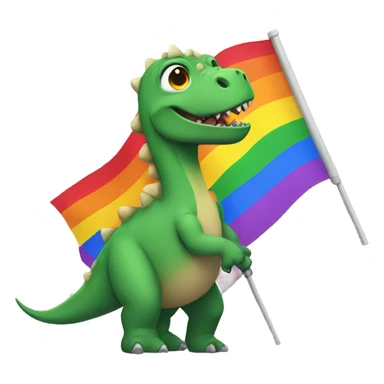 Dinosaur holding a pride flag sticker