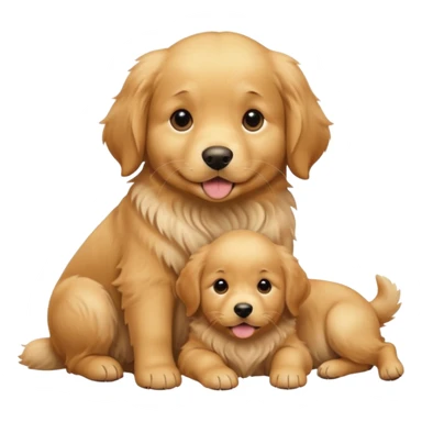 golden dog with its puppies sticker