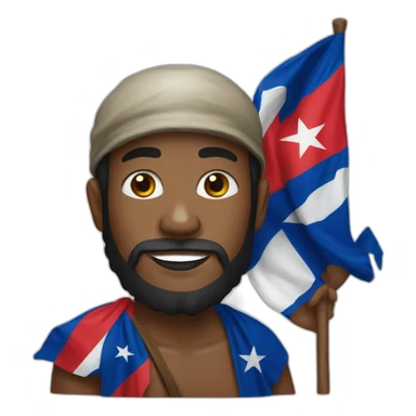 Papuan man with cuba flag sticker