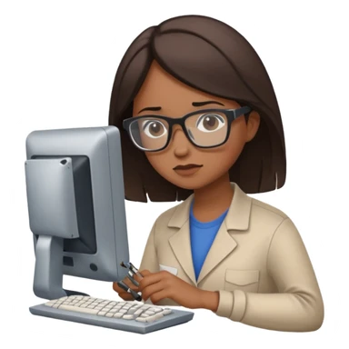 female computer technician fixing damaged computer sticker