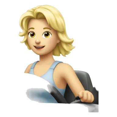 A blonde girl driving a nice 1990 Izzu tropper  sticker