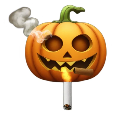 Halloween pumpkin whith hat smoking cigarette sticker