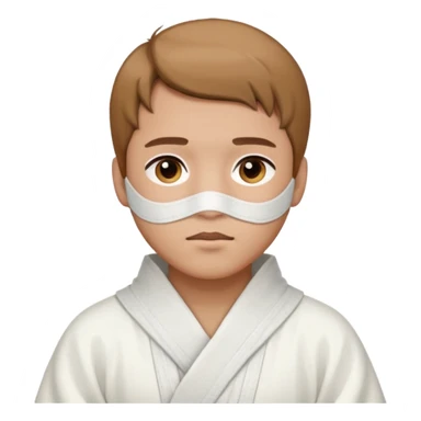 A man with light brown hair in white Chinese robes, with bandages around his neck. sticker