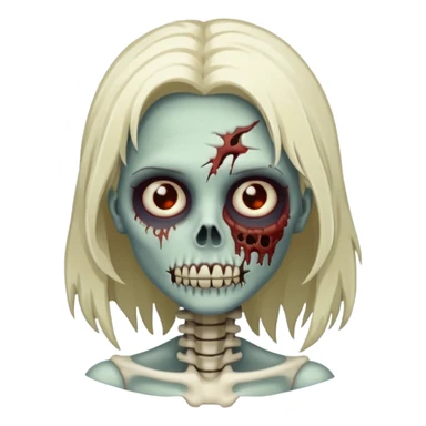 Undead zombie girl with half skeleton face sticker