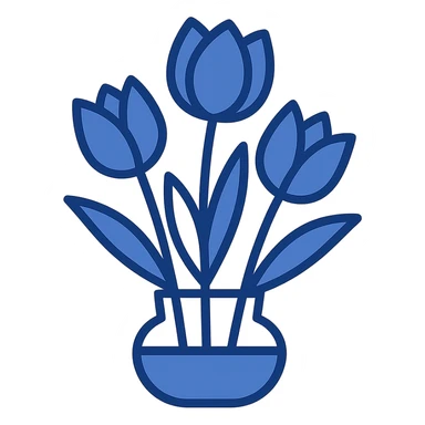 blue tulip bouquet, illustration style, transparent background sticker