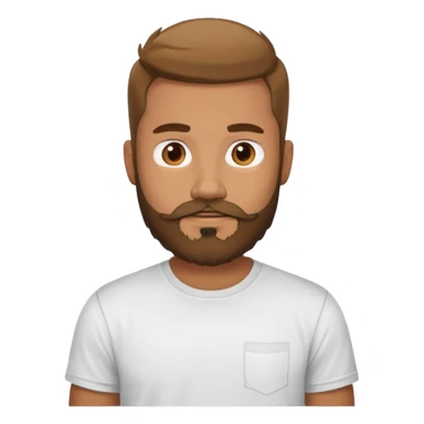 man wearing a T-shirt with a beard sticker