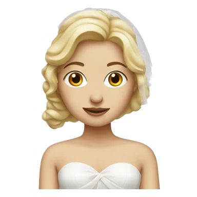 Blonde woman with wedding veil and wedding dress on sticker