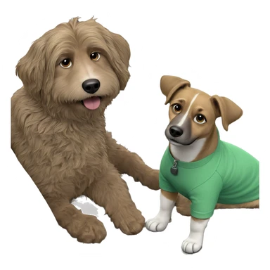 dog on couch in green shirt sticker