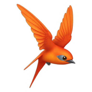 orange-red swallow flying with wings spread sticker