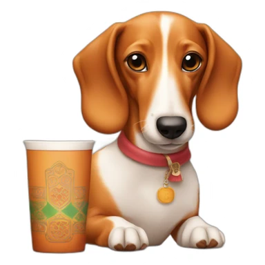 Ginger sausage dog with Moroccan tea sticker