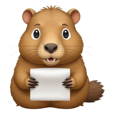 emoji of capibara chewing white paper, full height sticker