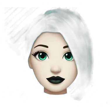 Pale skin girl dark turquoise lips short dark turquoise hair with black stripes  sticker