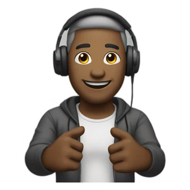 man with headphones on and arms out  sticker