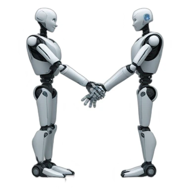 (handshake between a human and a humanoid robot sticker
