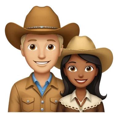 White cow boy and black lady sticker
