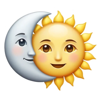 a really bright  big sun and a small moon who shines because of it. the sun is bigger and the moon bright too beside it sticker