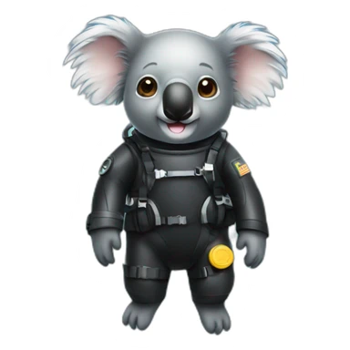 koala in black rubber diving suit sticker