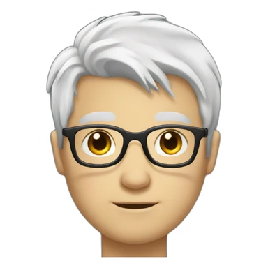 Plump low-haired white-haired boy with round glasses sticker