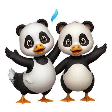 duck dancing with panda sticker