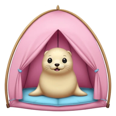 Seal in a light pink tent  sticker