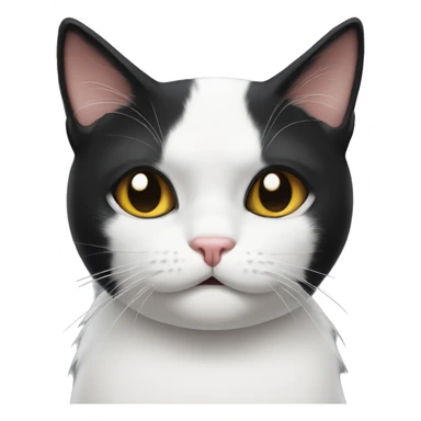 white and black cat making a pouty face sticker