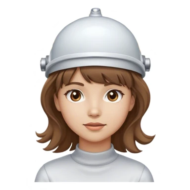 girl with light skin tone wavy brown hair and bangs wearing electrode cap on her head  sticker