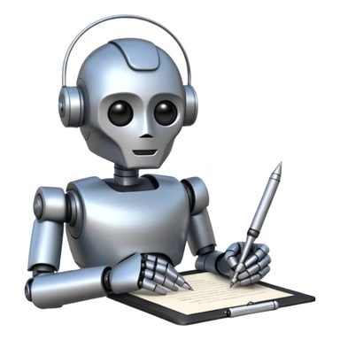 robot writing document sticker