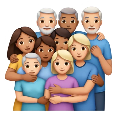 big family hugging sticker