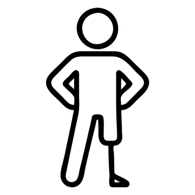 outlined icon of a man with a peg leg sticker