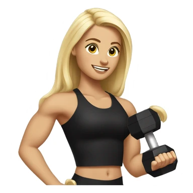 blonde woman working out with a black tank top and she is holding a dumbbell sticker