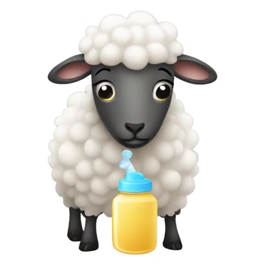 Sheep drinking a baby bottle sticker