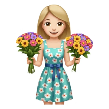Shopper with flower bouquet sticker