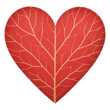 heart with a delicate gold leaf overlay, remove background sticker