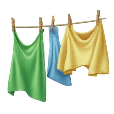 clean laundries hanging on drying line sticker