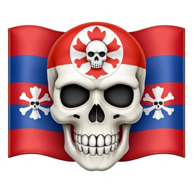 создай флаг республики сербской с черепеом по середине sticker