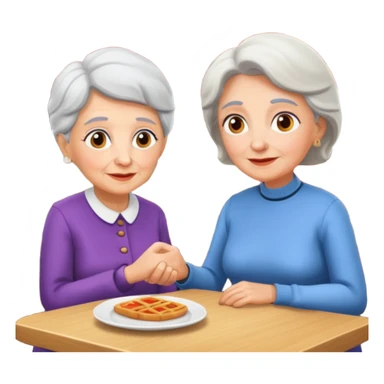 conversación dentro de un restaurant  dos personas y una de las persoans sea una abuela sticker