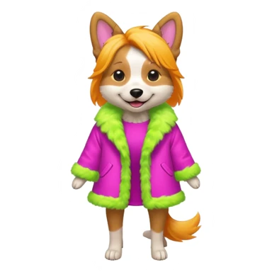 DOG wearring neon fashion dress sticker