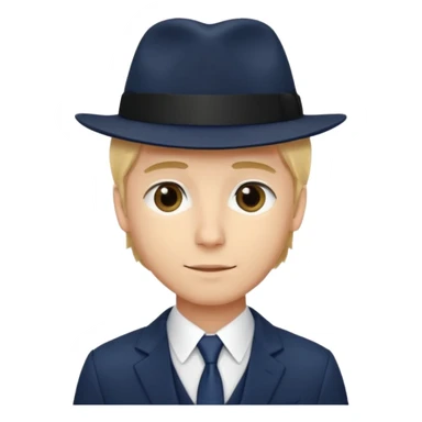 Mobster in Blue Suit – Young blonde man, navy blue suit, black hat.



 sticker