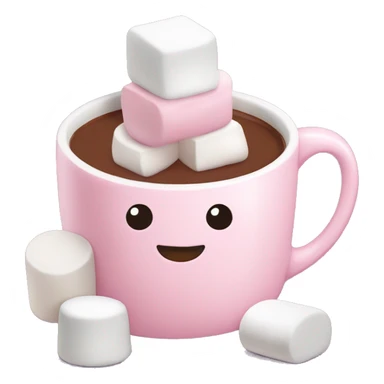 Light Pink mug of hot chocolate with marshmallows  sticker