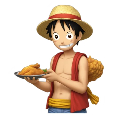 Luffy qui mange du poulet  sticker