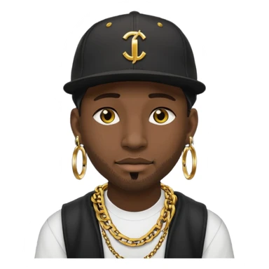 black guy with golden chains eartunnels and a snapback cap sticker