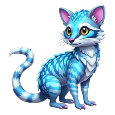 Colorful neon tropical exotic cute cool beautiful shiny beautiful fantasy-civet-genet-sergal-vernid-Gryphon-Cacomistle-Trico-oncilla-animal-Fakémon-hybrid-fursona (full body) sticker