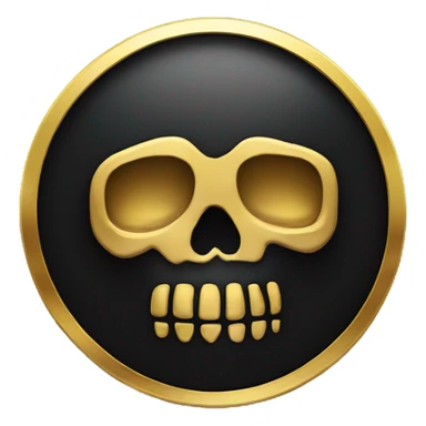 black coin with gold skull sticker
