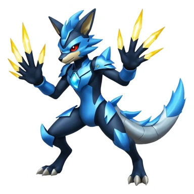 Edgy futuristic Zeraora-Zekrom-Lucario-fusion sticker