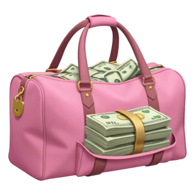  a pink duffle bag filled to the brim with cash sticker