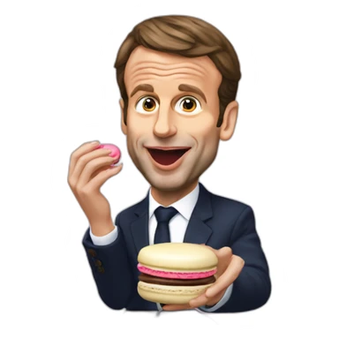 emmanuel macron eating a french macaron sticker