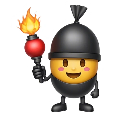 Smiling emoji that is holding a bomb in his hands sticker
