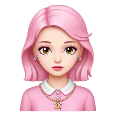 girl wearing pink Chanel-style outfit sticker